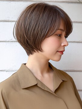 ショート 丸みショート 絶壁解消 美人ショート ベージュ 透明感