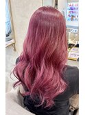 【FABRO.東】色落ちまで楽しめるラズベリーピンク♪×艶感ロング