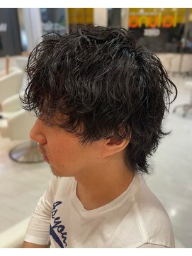 シャドウパーマ/メンズパーマ/メンズウルフ/メンズ黒髪