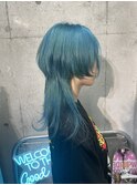 ミルクティーブロンドニュアンスウルフワンホンレイヤー渋谷