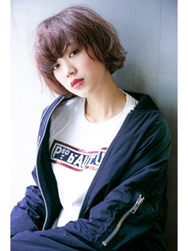 イグレックビス(igrek bis) IGREKBISジグザグバング×ブルージュ×3Ｄカラー×ミニマムボブ