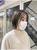 くびれヘア　ボブカット　ワンレンボブ　ナチュラルアッシュ