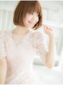 ミルクティーピンク前下がり小顔ぶつ切りボブc5越谷20代30代40代