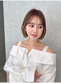 ボブショートボブインナーカラーベージュカラー大人ボブ今池