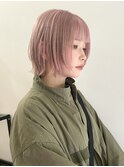 ダブルカラーナチュラルボブ前髪あり長めボブミディアムレイヤー
