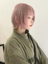 ダブルカラーナチュラルボブ前髪あり長めボブミディアムレイヤー