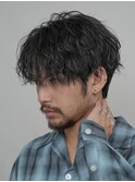 渋谷波巻きパーマニュアンスパーマメンズカットセンターパート