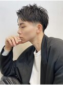スーツ短髪ツーブロック束感モテる黒髪フェザーパーマt327