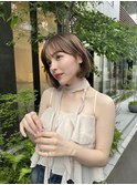 切りっぱなしボブエアリーロング美髪ピンクブラウン 髪質改善