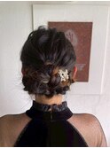 結婚式二次会お呼ばれヘアセットヘアアレンジまとめ髪