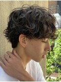 名駅シャドウパーマメンズカット韓国風ヘア刈り上げマッシュ