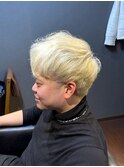 ビジネスツーブロックショート ブリーチ 金髪 ハイトーン メンズ