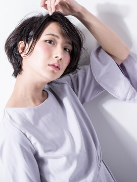 カバーヘア イヴ 戸頭店(COVER HAIR EVE) 横顔美人黒髪艶カラー耳かけハンサムショートv戸頭20代30代40代