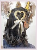 量産型ヘアメ　地雷系ヘアメ　カラーエクステ・ハートアレンジ