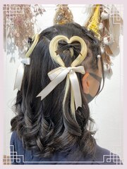 量産型ヘアメ　地雷系ヘアメ　カラーエクステ・ハートアレンジ