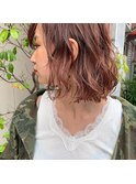 #オレンジカラー #ミディアム #パーマ #夏カラー