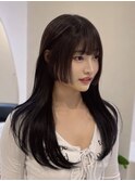レイヤーロング/グレーベージュ/似合わせカット/銀座