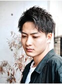 ショートアップバングメンズカットパーマ刈り上げツーブロック