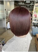 ブリーチなし!艶感ピンクルージュストレートミニボブ