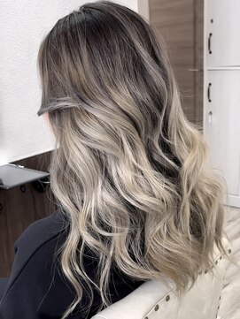 ベルヘアーデザイン 堺東(Belle hair Design) バレイヤージュ外国人風イルミナカラー堺東オリーブグレージュ