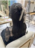 お呼ばれヘアセット/ハーフアップカチモリアレンジ
