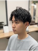 波巻パーマメンズパーマ緩めツイストスパイラルパーマ無造作束感