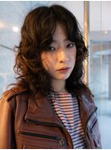 ミディアムパーマ　ケアパーマ　ウルフパーマ　顔周りパーマ