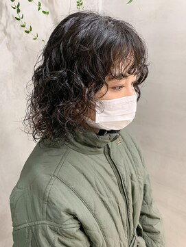 テトヘアー(teto hair) ミディアムウルフ、くるくるパーマ、スパイラルパーマ