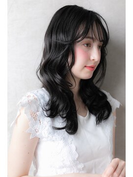 カバーヘア ブリス 戸田公園西口店(COVER HAIR bliss) 黒髪アッシュxシースルー前髪韓国風ロングZ戸田公園20代30代40代