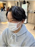 センターパートスパイラルパーマ