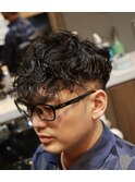 <理容室><バーバー>メンズ デザインパーマスタイル