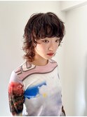 ショート　ミディアム　ウルフ　黒髪　マレットヘア