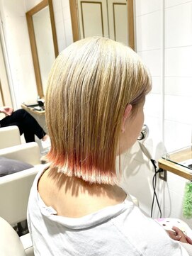 アルクバイネオリーブ 荻窪店(arc by neolive) 裾カラーパッションオレンジ×切りっぱなしボブ