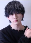 メンズ黒髪ツイストスパイラルパーマショートウルフ[新宿/men's]