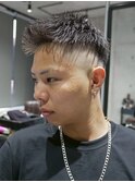 MEN'S/アップバングショート×フェード/短髪/黒髪