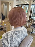 ボブ×ピンクベージュ