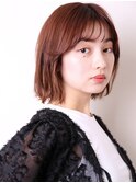 切りっぱなしボブ前髪ありくびれボブ大人ボブウェーブパーマ