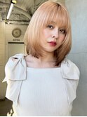 ミルクティーブロンド/ワンホンレイヤー/ニュアンスウルフ/原宿