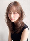 モテ髪くせ毛風カール艶感ハッシュカットワンカールセミディ