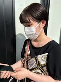 ショートボブ　耳かけボブ　透明感カラー　ボブ　西田