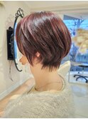 40代50代60代/ピンクハイライト/流し前髪/前下がりショート