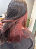 インナーカラー/インナーレッド/イヤリングカラー/赤髪/