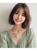 大人可愛い大人美人ふんわりカール小顔カットショコラアッシュ