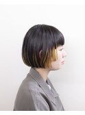 ボブ#切りっぱなし#インナーカラー#ダブルカラー＃ケアブリーチ