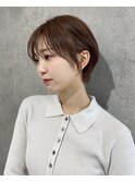 前髪あり耳掛け丸みくびれショートボブ20代30代40代50代