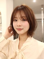 サンド ミュウ 横浜店(sand mieu)&nbsp;【2027トレンド】耳かけも可愛い上品くびれボブ×ツヤ感ベージュ