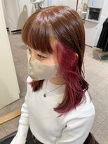 ネオリーブカップ 町田店(Neolive capu)&nbsp;ブラウン×レッドイヤリングカラー【町田/ブリーチ/暖色】