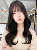 韓国ヘアロングレイヤーエモージュカールセミディシアーカラー