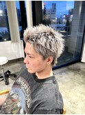 men'sハイトーンスパイキーショートシルバーカラーケアブリーチ