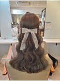 編み込みハーフアップ